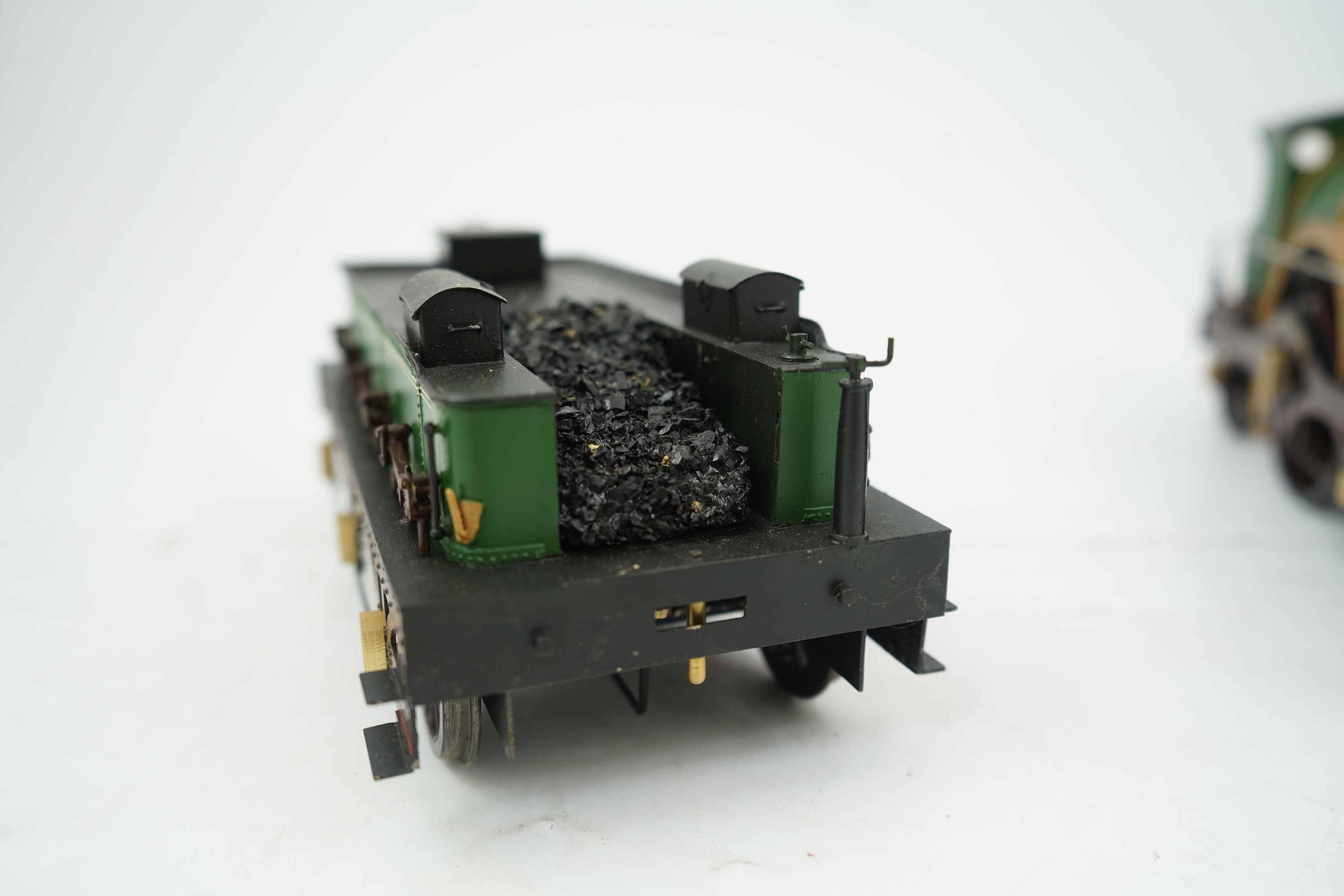 A ‘Gauge One’ kit/scratch built model of GWR broad gauge 4-2-2 tender locomotive Iron Duke scaled to run on 70mm track, unpowered and with a good level of detailing including the valve gear between the frames.